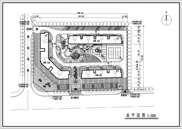 西安市澜丰家园居住区总平面规划设计CAD图纸（含一层组合平面图）-图二