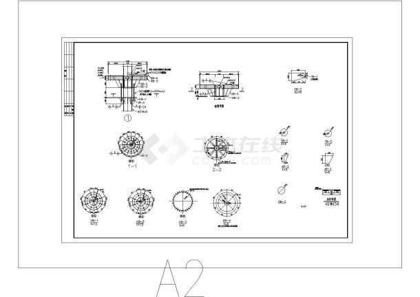[施工图]收费站索膜结构竣工CAD建筑设计施工图-图二