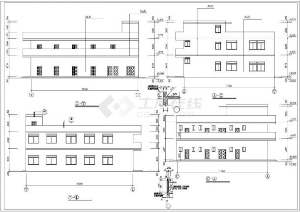 深圳市某电子厂2层砖混结构职工宿舍楼建筑设计CAD图纸（含天面层）-图一