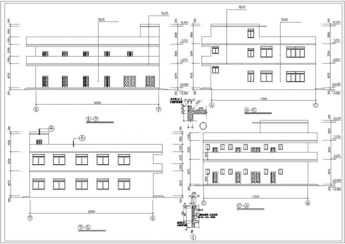 深圳市某电子厂2层砖混结构职工宿舍楼建筑设计CAD图纸（含天面层）_图1