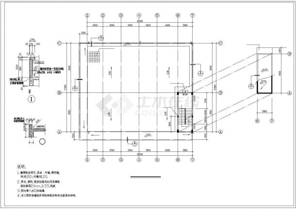 深圳市某电子厂2层砖混结构职工宿舍楼建筑设计CAD图纸（含天面层）-图二
