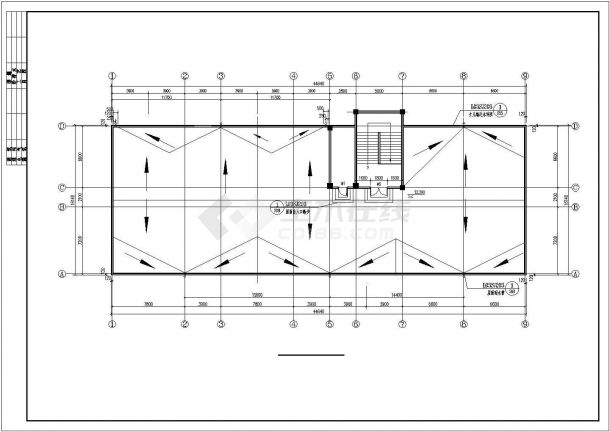 某4400平米6层办公楼全套设计CAD图（含计算书，建筑图，结构图）-图一