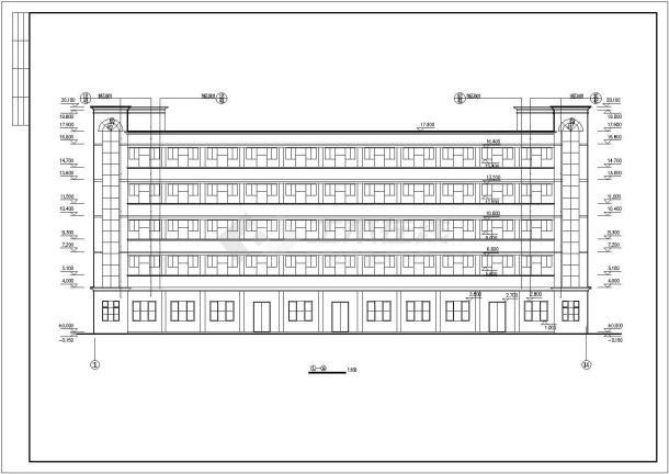 东莞某工业区2580平五层框架结构员工宿舍楼建筑设计CAD施工图-图二