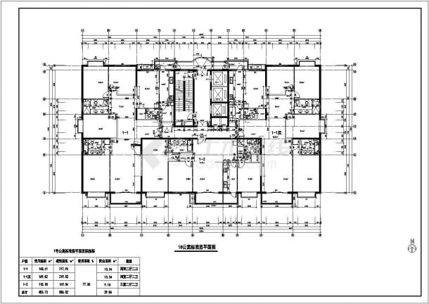 北京市小口路某社区公寓住宅楼标准层平面设计CAD施工图（共6张）-图一