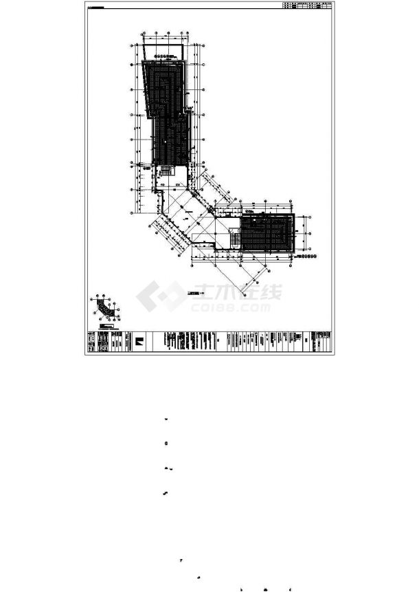 天津某社区三层框架结构商业服务网点建筑施工cad图-图二