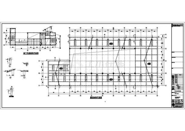 某地上单层框架结构健身中心建筑结构设计施工CAD图纸-图二