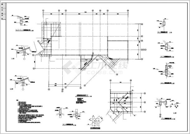 某二层砖混教学楼（6度抗震）设计cad全套结构施工图（含设计说明）-图一