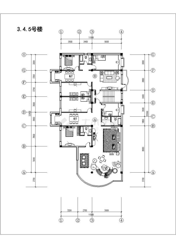 六栋楼的方案详细设计施工全套建筑平立面CAD图纸-图一