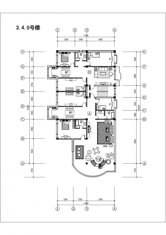 六栋楼的方案详细设计施工全套建筑平立面CAD图纸_图1