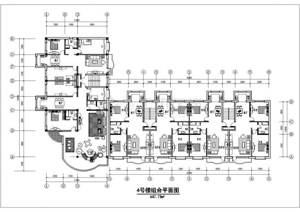 六栋楼的方案详细设计施工全套建筑平立面CAD图纸-图二