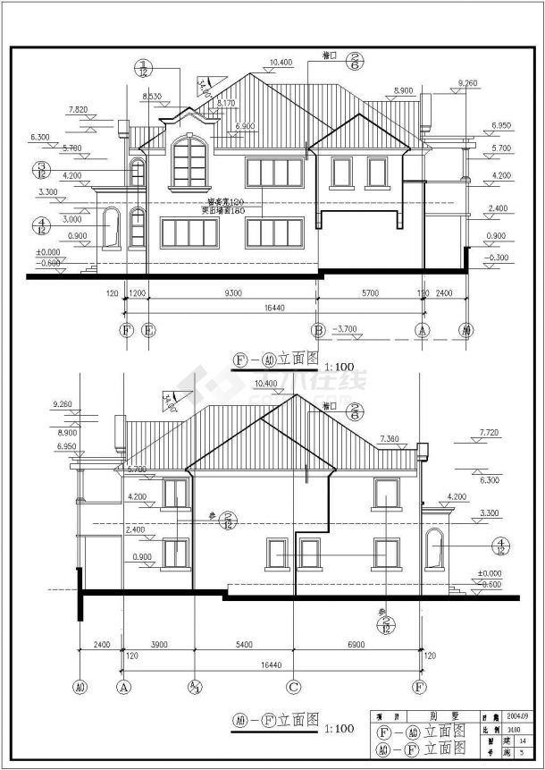 美式别墅详细设计施工全套建筑平立面CAD图纸-图二
