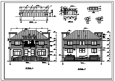 400平米二层普通农村自建住宅楼建筑施工cad图，共八张-图二