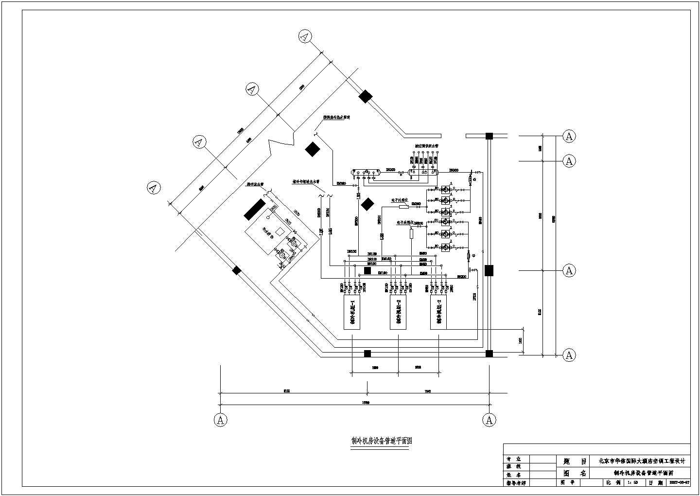 某国际大酒店空调工程全套设计cad图纸(含制冷机房设备管道平面图)
