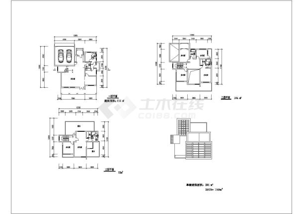 某别墅设计方案详细全套建筑平立面CAD图纸-图一