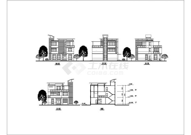 某别墅设计方案详细全套建筑平立面CAD图纸-图二