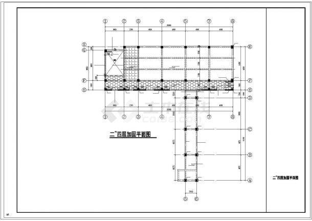 [上海]五层框架结构教学楼结构改造加固设计cad施工图纸-图一