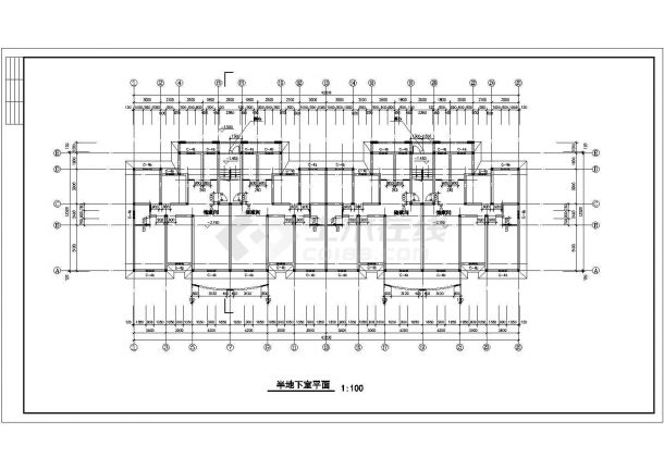 阜阳市悦山花园小区6层砖混住宅楼平立剖面设计CAD图纸（含半地下室）-图二