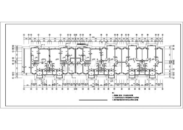 三亚市阳光小区3700平米六层住宅楼建筑设计CAD设计图（含半地下层）-图一