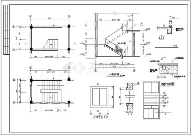 某地区公司食堂建筑设计cad施工图纸-图一