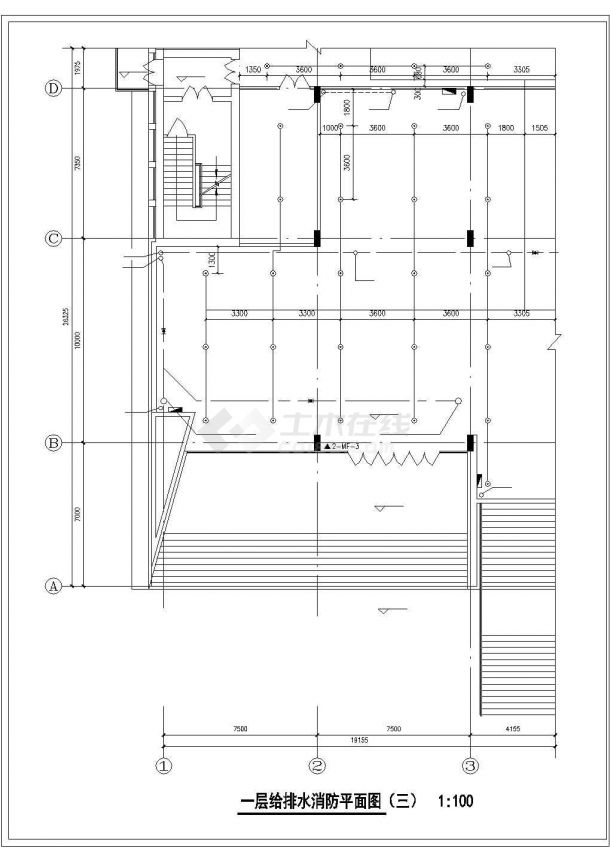 办公楼设计_某地8层办公楼给排水设计cad施工图纸（压力排水系统）-图一