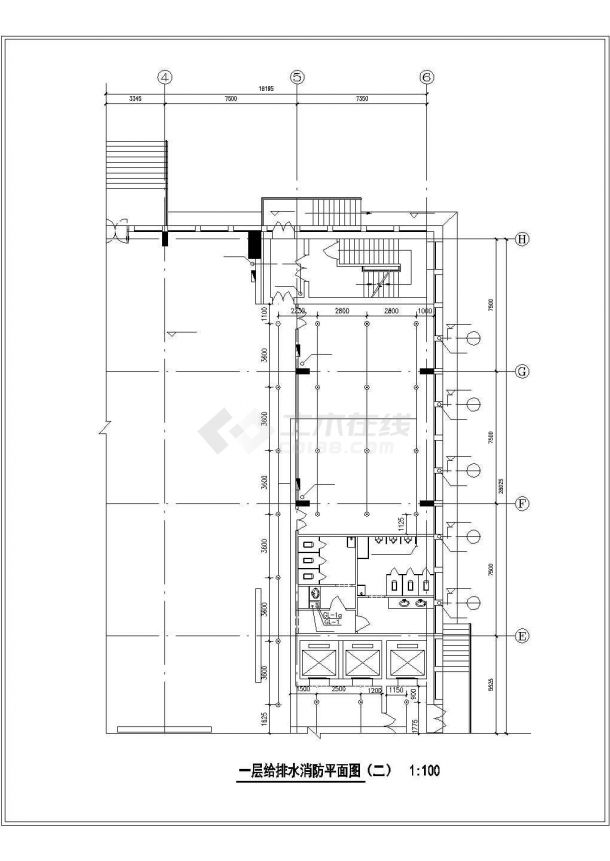 办公楼设计_某地8层办公楼给排水设计cad施工图纸（压力排水系统）-图二