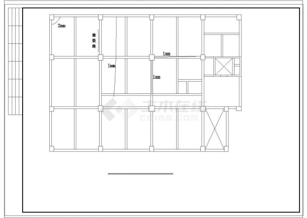 某地八层框架结构储藏室改密集柜书库方案cad图纸-图二