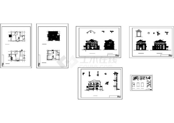欧式坡屋面3层独栋别墅建筑设计施工图（含全套CAD设计图纸）-图一