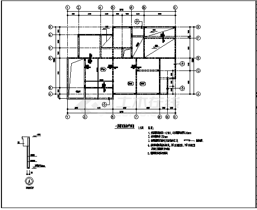 二层框架结构豪华独立别墅结构施工cad图,共十五张-图一