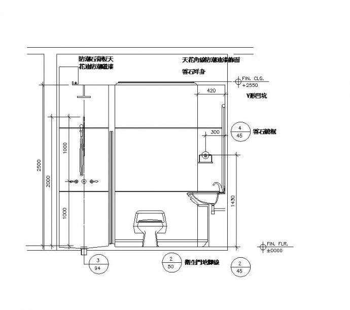 某市区高层楼欧式客卫洗手台设计CAD参考详图_图1
