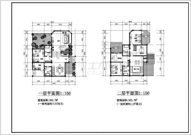 某别墅式办公接待中心详细设计施工全套建筑平立面CAD图纸-图一