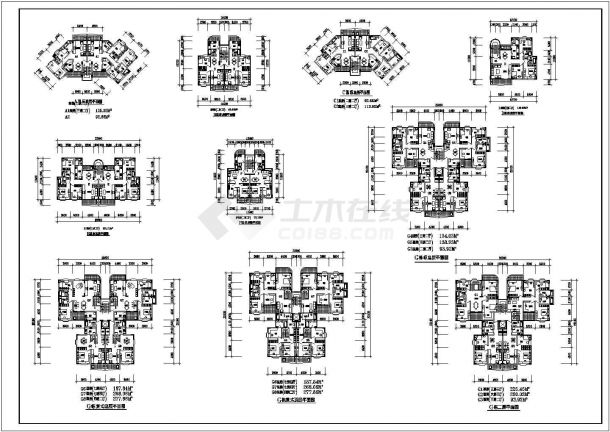 西安市吊桥小区住宅楼标准层平面设计CAD设计图（共10张）-图一