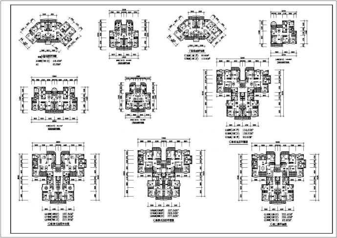 西安市吊桥小区住宅楼标准层平面设计CAD设计图（共10张）_图1