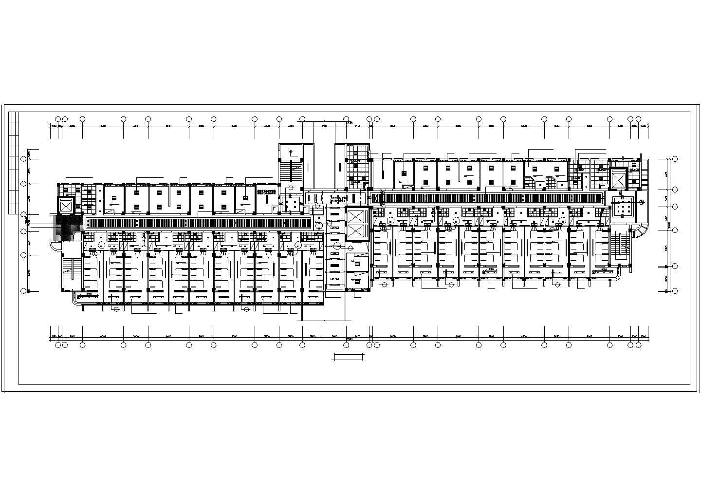 住院：长87.59米 宽19.44米 9层某市第一人民医院cad改造图