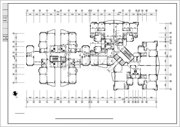 榆林市计划局家属院13层住宅楼全套建筑设计CAD设计图-图二