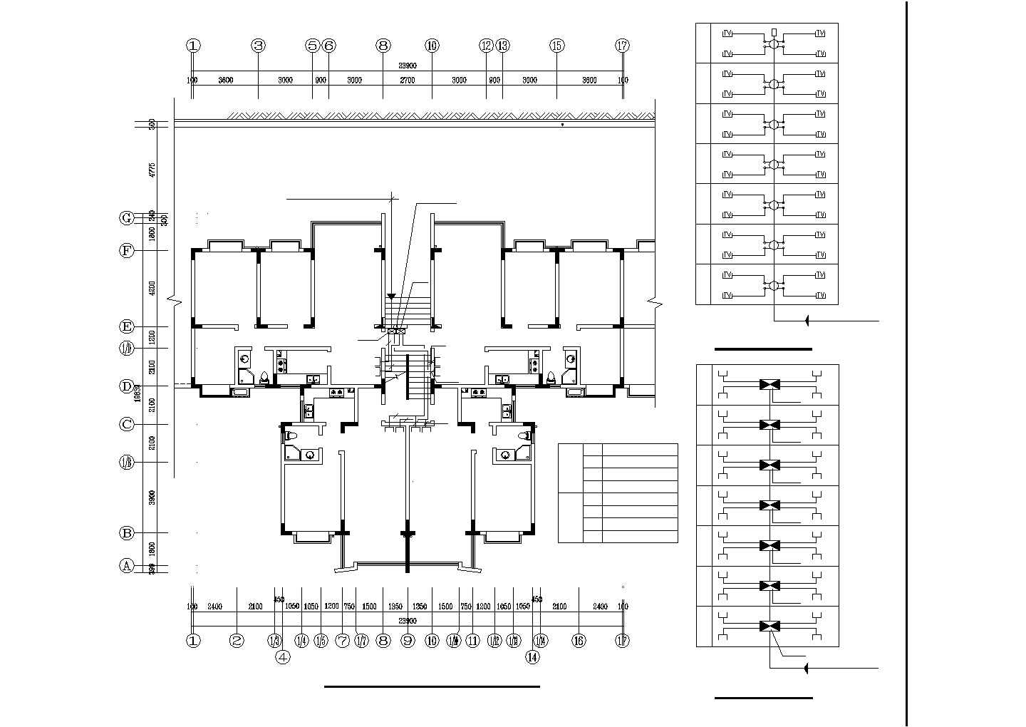 公寓电气楼层设计（照明、防雷）平面设计图