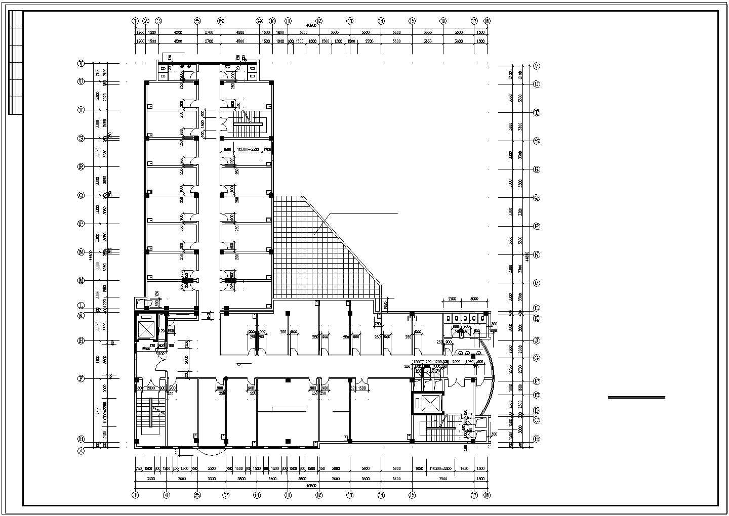 综合：长44.6米 宽40.8米 -1+16层医院综合楼建筑施工图