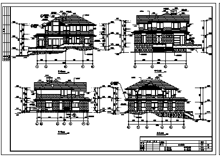 二层坡地农村自建房全套建筑设计cad图，共七张-图二