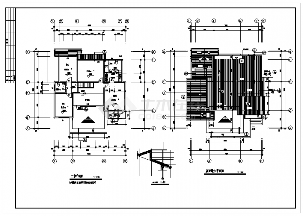 二层砖混结构单体别墅建筑设计cad图(带地下室设计图，共七张)-图一