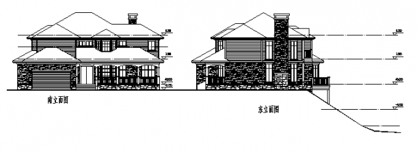 新农村二层简欧风格别墅设计cad图(带效果图，共八张)-图二