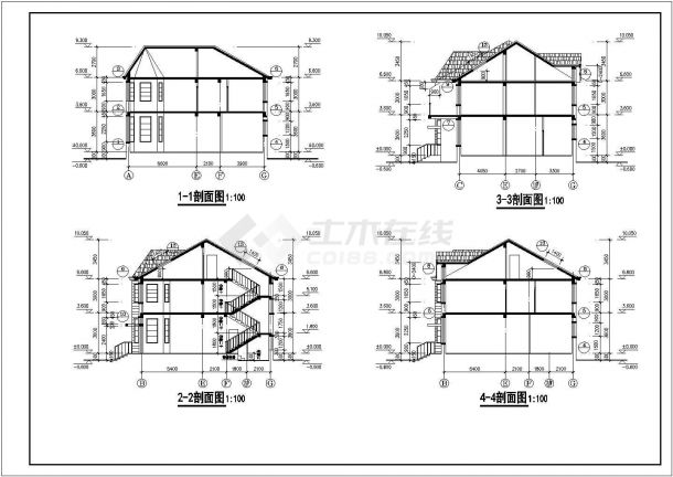 某现代新型多层别墅建筑方案设计施工CAD图纸（含设计说明）-图二