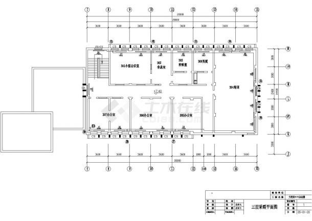 办公楼设计_【苏州】某三层办公楼全套采暖设计cad图纸(含采暖水系统水力计算管段编号图)-图二