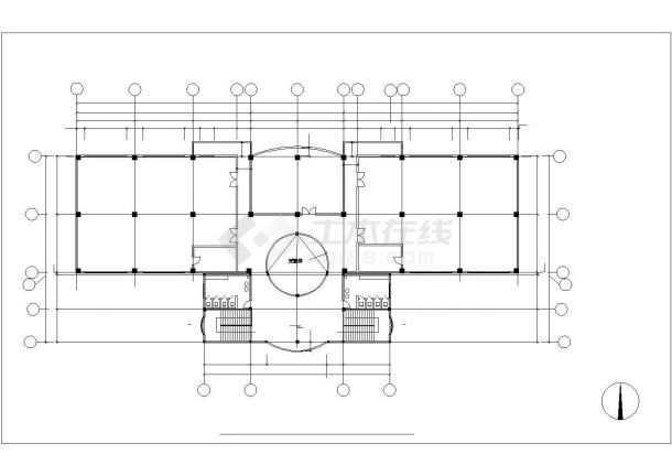 合肥市某大学5600平米4层框架结构图书馆建筑结构设计CAD图纸-图一