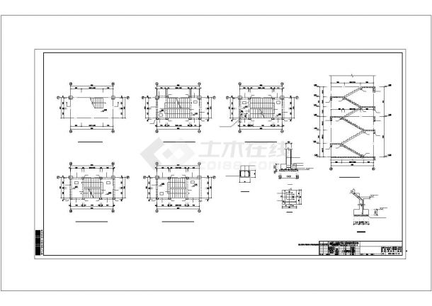 某地上五层框架结构生产管理用房建筑设计施工CAD图纸-图二