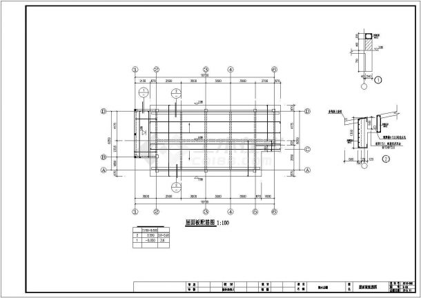 某两层框架结构公园管理用房建筑设计施工CAD图纸-图二