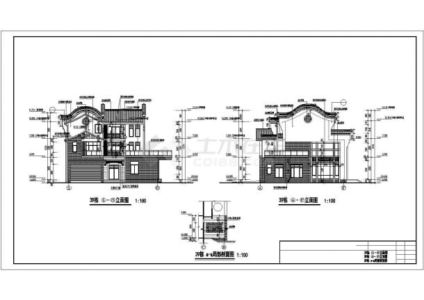 某4层坡屋顶框架别墅建筑设计施工CAD图纸-图二