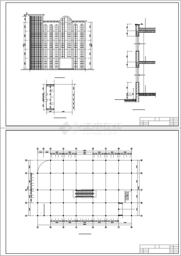 扬州市某临街五层钢混结构商业大楼建筑结构设计CAD图纸-图二