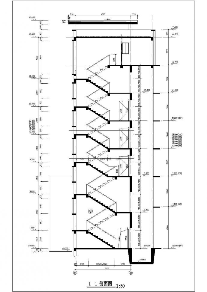 天津市某临街11层钢混结构商住楼建筑结构设计CAD图纸（1-2层商用）_图1