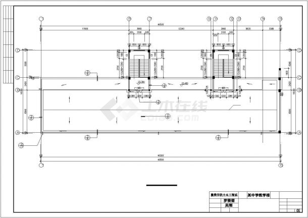 福州市某中学3600平米6层框架结构教学楼建筑结构设计CAD图纸-图一