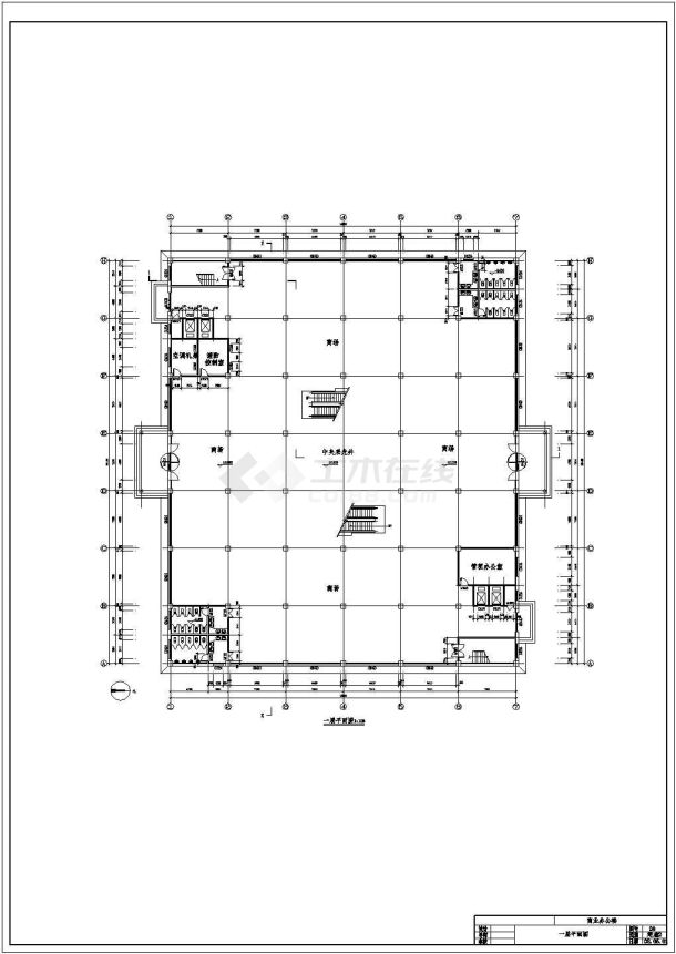 北京某临街1.3万平米6层框架结构商务办公楼建筑结构设计CAD图纸-图二