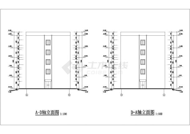唐山市某医院4000平米5层框架结构办公楼建筑结构设计CAD图纸-图一